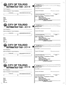 Form Di-14 - Estimated Tax - City Of Toledo - 2014