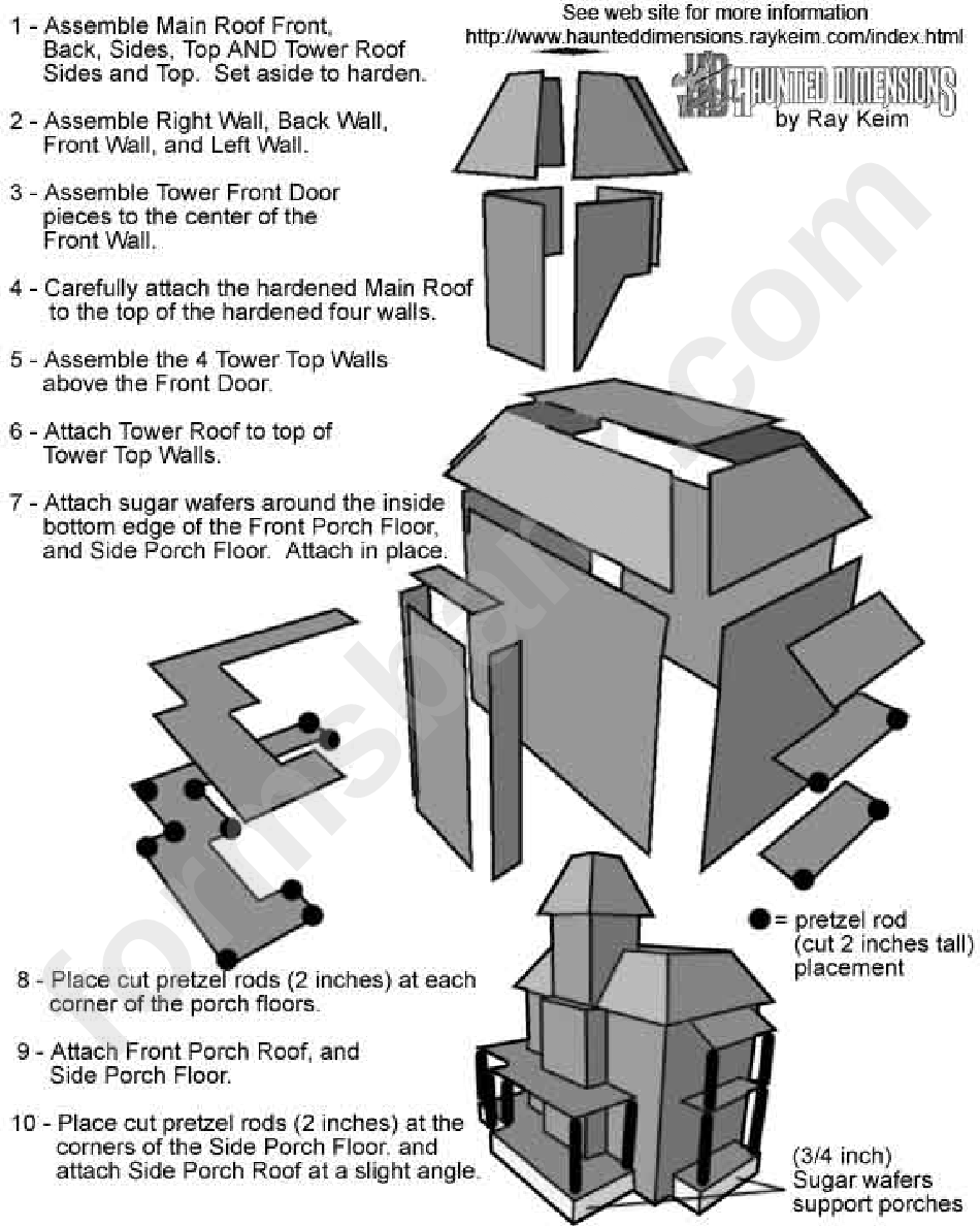 Haunted House Paper Template With Instructions Printable Pdf Download