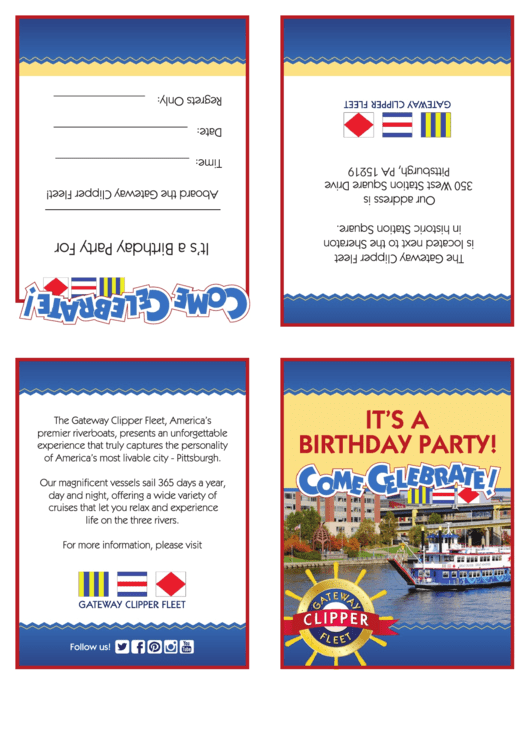Birthday Party Aboard Gateway Clipper Fleet - Invitation Card Template