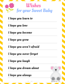 Wish Card Template For Baby