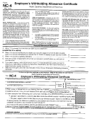 Form Nc-4 - Employee's Withholding Allowance Certificate