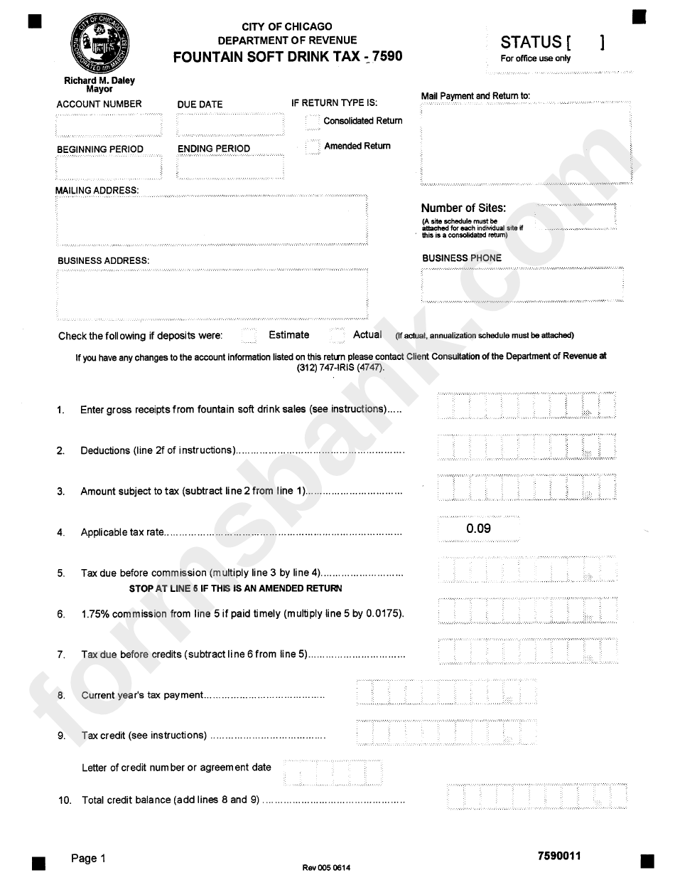 Form 7590 - Fountain Soft Drink Tax