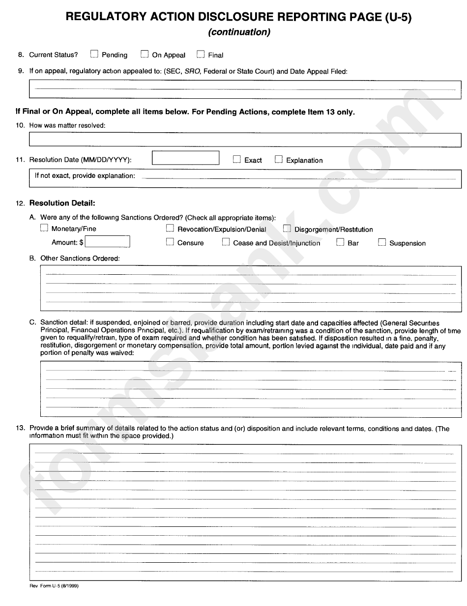 Form U-5 - Uniform Termination Notice For Securities Industry Registration