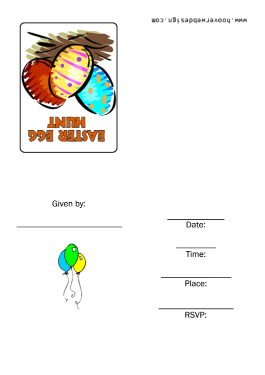 Easter Egg Hunt Party Invitation Template Printable pdf