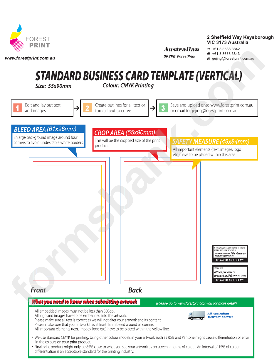 Standard Business Card Template (Vertical)
