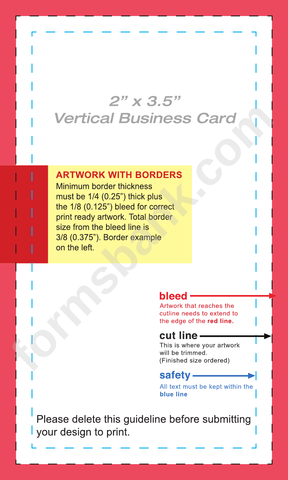 Vertical Business Card Template - 2 X 3.5