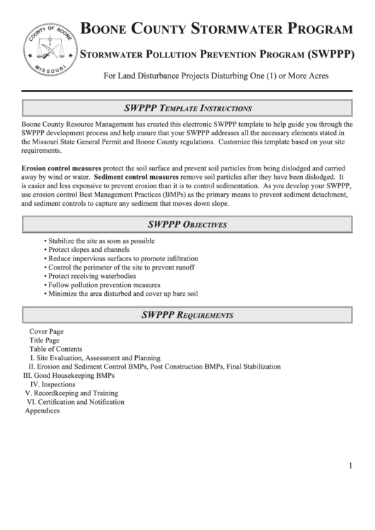 Stormwater Pollution Prevention Program (Swppp) Template printable pdf