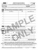 Form 8965 Sample - Health Coverage Exemptions - 2015
