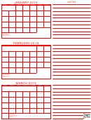 January, February, March 2019 Calendar Template