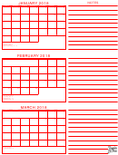 January, February, March 2018 Calendar Template
