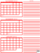 November, December 2018, January 2019 Calendar Template