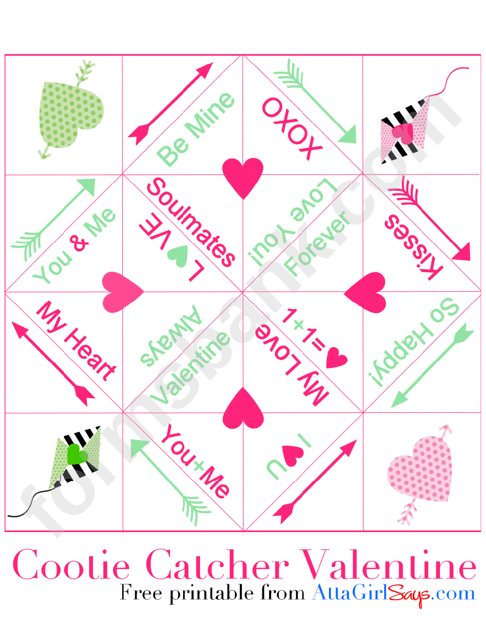 Valentine S Day Diy Cootie Catcher Template Printable Pdf Download