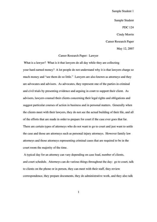 Career Research Paper: Lawyer Printable pdf