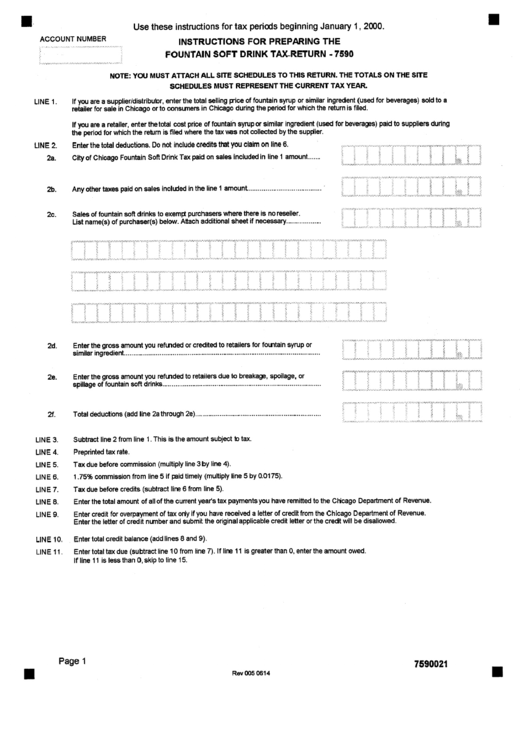 Instructions For Preparing The Fountain Soft Drink Tax-Return - Form 7590 Printable pdf