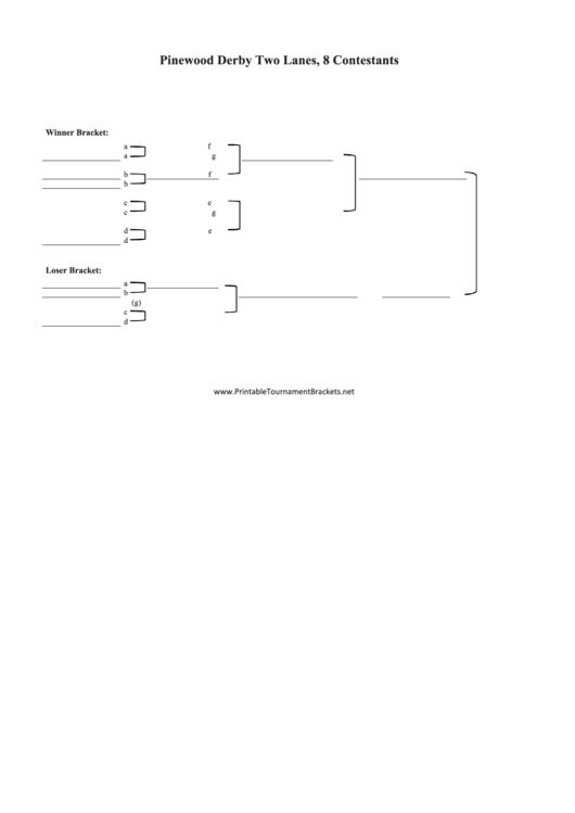 Pinewood Derby Tournament Bracket Template - Two Lanes