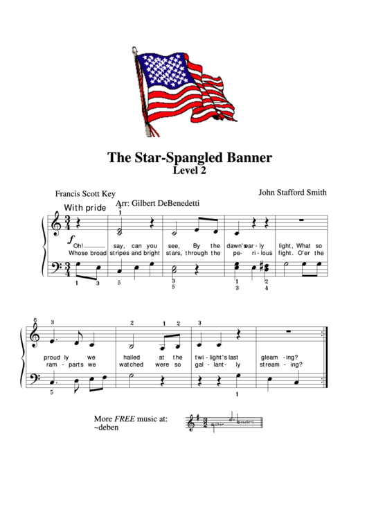 The Star-Spangled Banner Piano Sheet Music Printable pdf