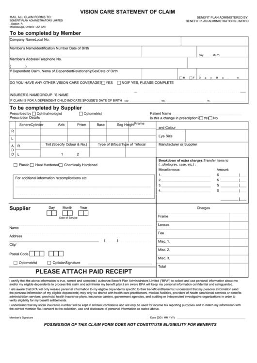 Humana Vision Claim Forms Printable 5823