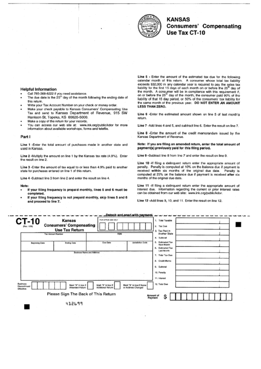 Form Ct10 Consumers' Compensating Use Tax printable pdf download