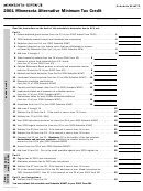 Schedule M1mtc - Attachment #17 To Form M1 - Minnesota Alternative Minimum Tax Credit - 2001