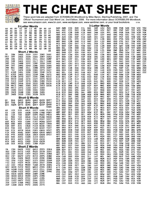 The Cheat Sheet (Scrabble) Printable pdf