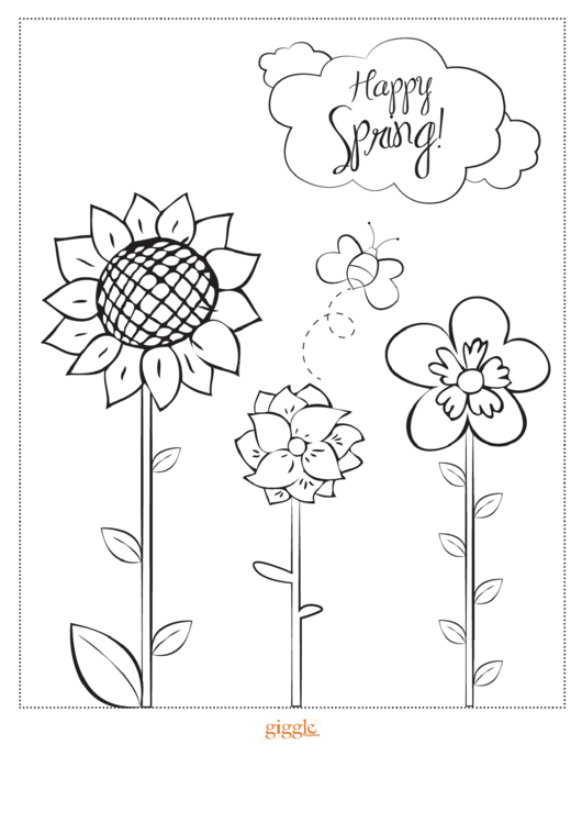 Happy Spring! - Coloring Sheet Printable pdf