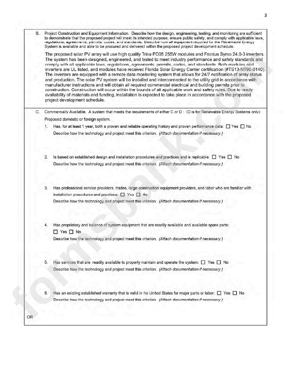 Form Rd 4280-3c Sample - Application For Renewable Energy Systems And Energy Efficiency Improvement Projects