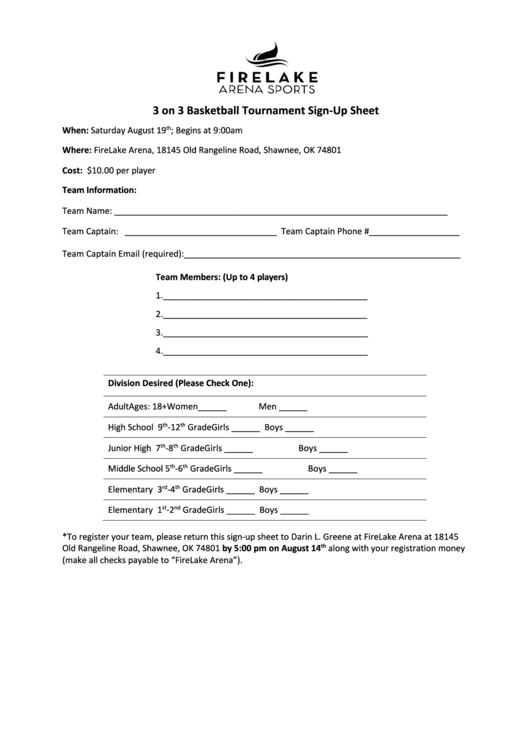 Basketball Sign Up Sheet Template