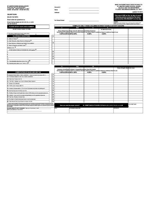 Sales And Use Tax Return - Louisiana Department Of Revenue