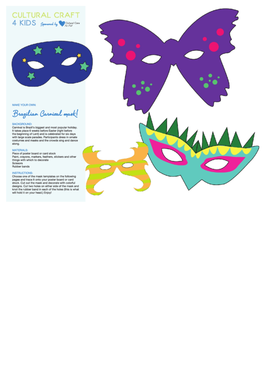 Brazilian Carnival Mask Template