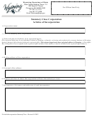 Statutory Close Corporation Articles Of Incorporation - Wyoming Secretary Of State - 2012