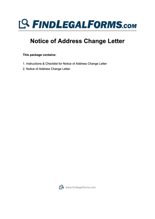 Notice Of Address Change Letter Template Printable pdf