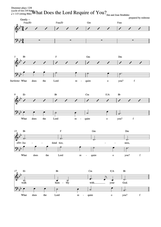 What Does The Lord Require Of You By Jim And Jean Strathdee Sheet Music Printable pdf