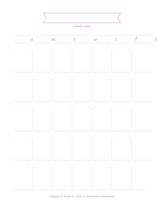 Monthly Wedding Calendar Template Printable pdf