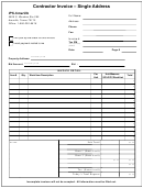 Contractor Invoice Template - Single Address