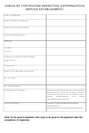 Checklist For Routine Inspection Template (catering/ Food Service Establishments)