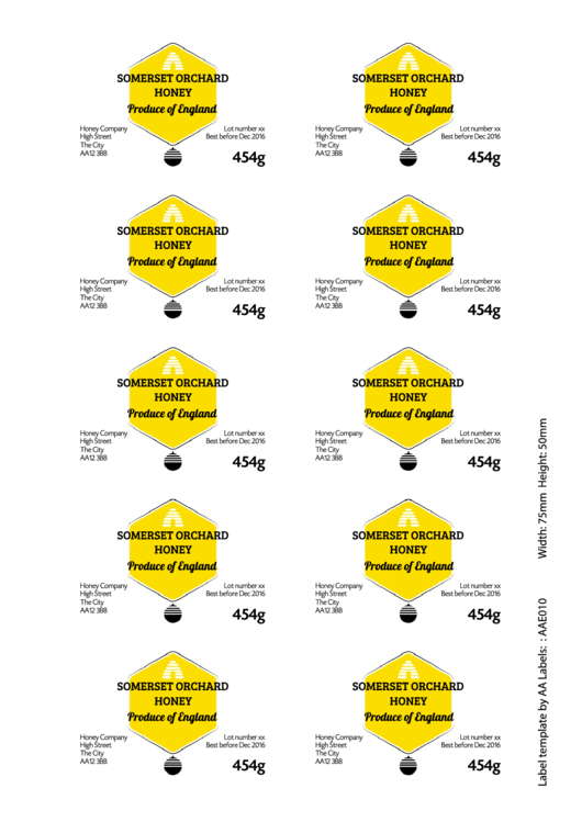 Honey Labels Template Printable pdf