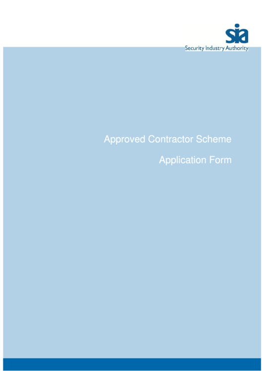 Approved Contractor Scheme Application Form - Security Industry Authority Printable pdf