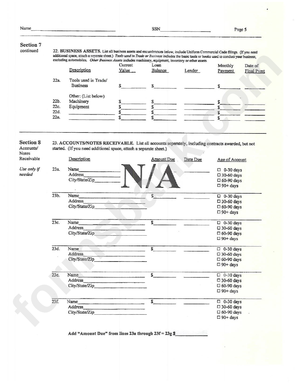 Financial Statement Of Debtor - U.s. Department Of Justice