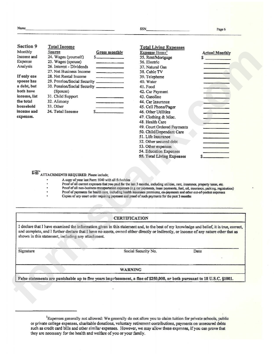 Financial Statement Of Debtor - U.s. Department Of Justice