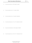 Mole Calculation Worksheet With Answers