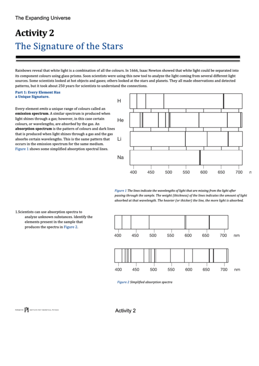 The Signature Of The Stars Worksheet Printable pdf
