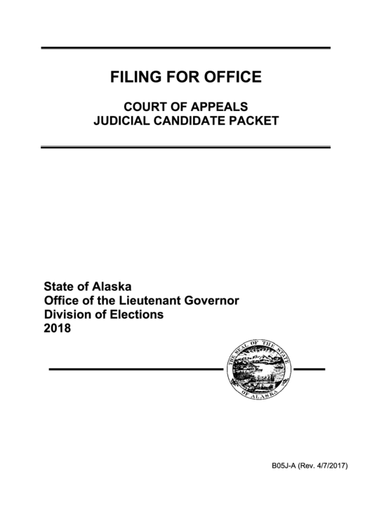 Form B05j-a - Filing For Office Court Of Appeals Judicial Candidate Packet
