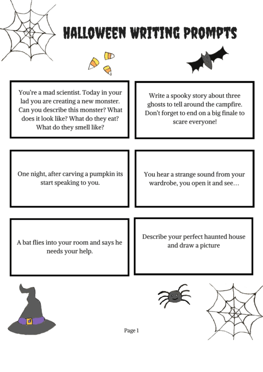 Halloween Writing Prompts Printable pdf