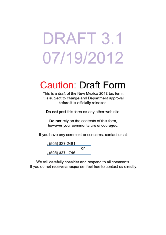 Form Pit-Z Draft - New Mexico Pit-1 Addendum Form - 2012 Printable pdf