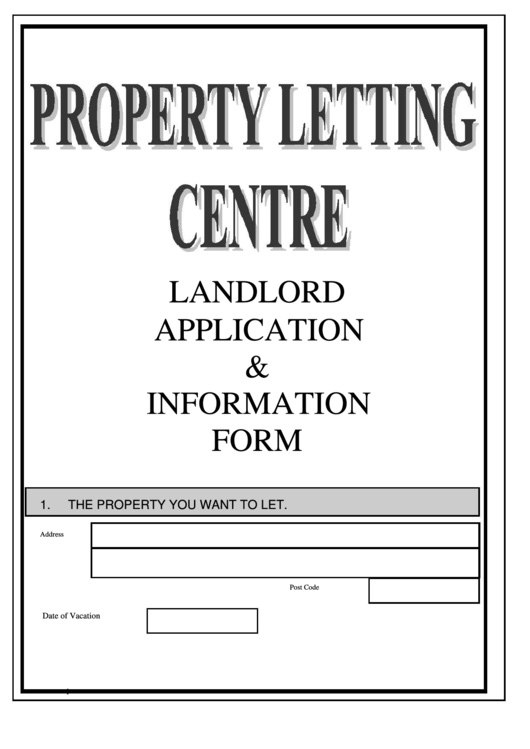 Landlord Application & Information Form Printable pdf