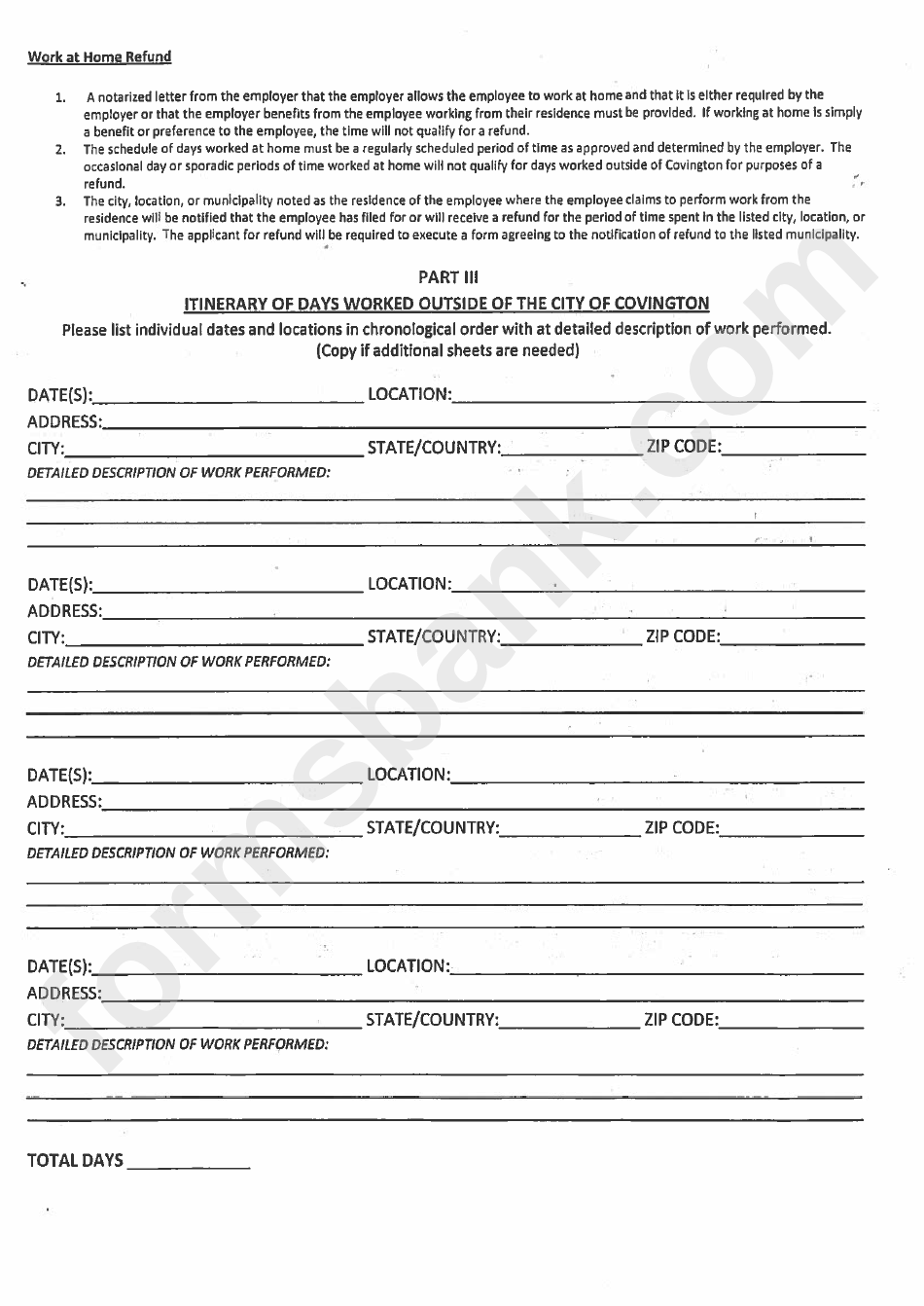 Form Ol-1 - Application For Refund Or Additional Employee License Fee Due - City Of Covington