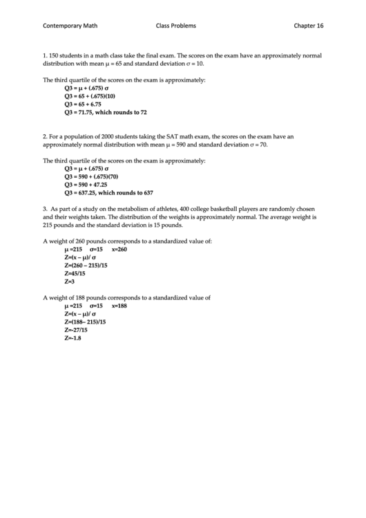 Contemporary Math Worksheet With Answers