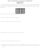 Introduction To Contemporary Mathematics Voting Theory Worksheet Printable pdf