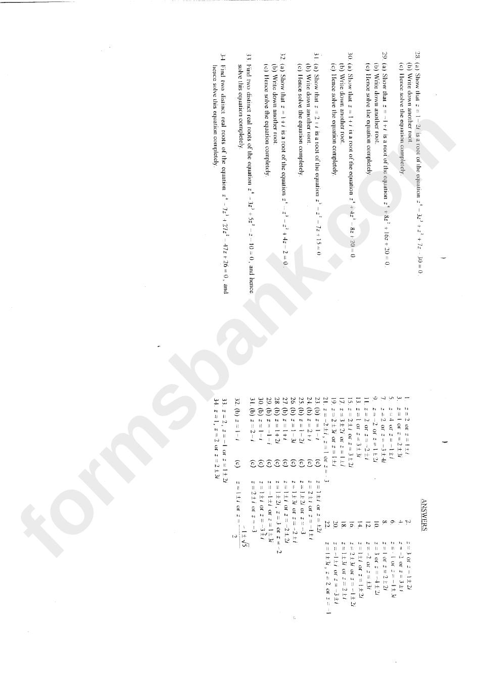 Advanced Higher Mathematics Worksheet With Answers