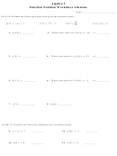 Function Notation Worksheet Alternate Printable pdf